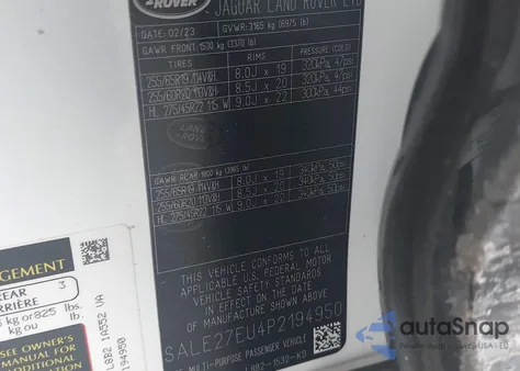 2023 Land Rover Defender 110 X-Dynamic Se z USA, uszkodzony, nr VIN SALE27EU4P2194950